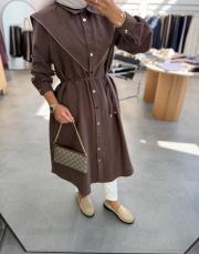 kahve fermuar detaylı twist tunik 3