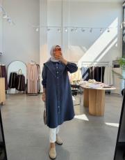 lacivert fermuar detaylı twist tunik 2