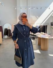 lacivert fermuar detaylı twist tunik 3
