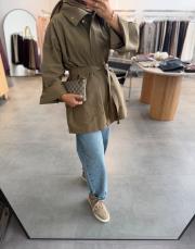 olive 3557 dik yaka kuşak detaylı ceket 4