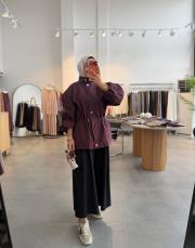 bordo 70197 beli lastikli trenç