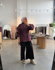 bordo 70197 beli lastikli trenç 4