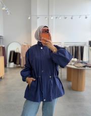 açık lacivert 70197 beli lastikli trenç 2