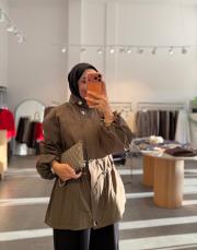 haki 70197 beli lastikli trenç 2