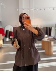 kahve 70197 beli lastikli trenç 2