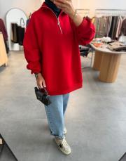 kırmızı yarım fermuar detaylı sweatshırt 3