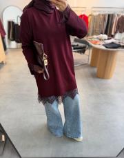 bordo 6137 etek ucu dantelli triko 3