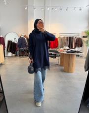lacivert 6137 etek ucu dantelli triko 2