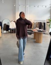 kahve 6122 kısa etek ucu dantelli triko 2