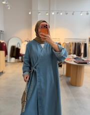 buz mavi denim kimono kap 3