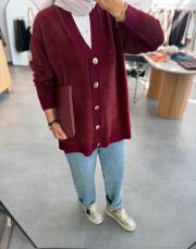 bordo 410 gold düğmeli angora hırka 3