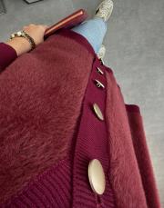 bordo 410 gold düğmeli angora hırka 4