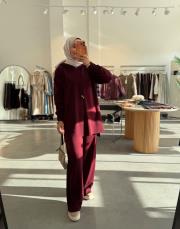 bordo 6121 triko takım