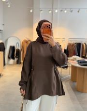 kahve paraşüt garnili oysh sweat