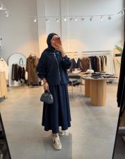 lacivert 8887 etekli denim takım 2