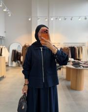lacivert 8887 etekli denim takım 4