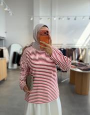 kırmızı 6151 çizgili triko