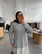 koyu lacivert 6151 çizgili triko