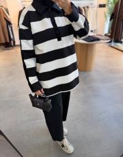 siyah 153 gömlek yaka çizgili sweatshirt 3