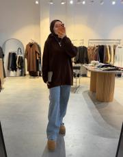 kahve bella çift fermuarlı hırka 2