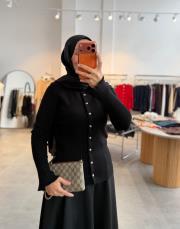 siyah 42039 kısa triko hırka