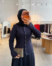 lacivert 42039 kısa triko hırka