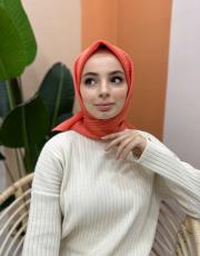 soft turuncu pamuk caz eşarp