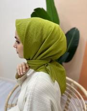 yağ yeşili pamuk caz eşarp 3