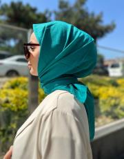 petrol yeşili pamuk caz eşarp