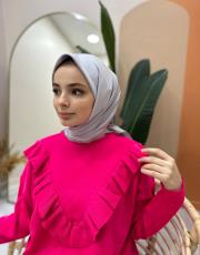 açık gri twill eşarp